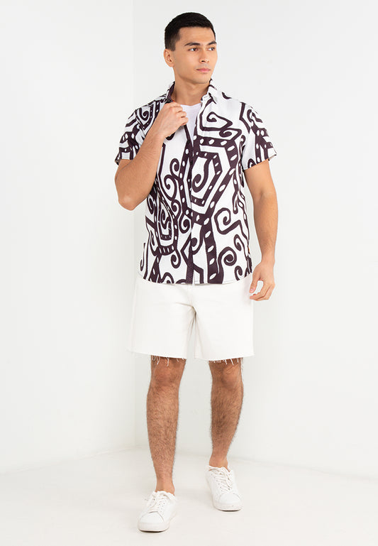 ISHAN SHORT SLEEVES SHIRT - BLACK WHITE