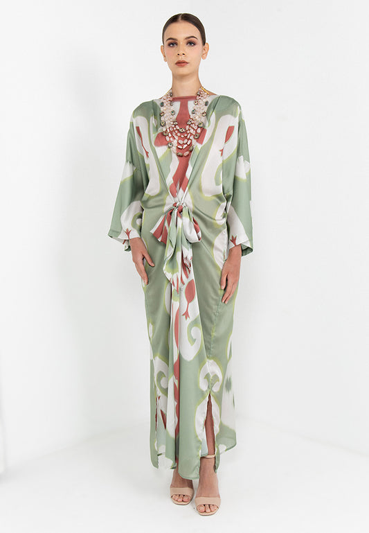 MYRA KAFTAN WITH BELT - GREEN