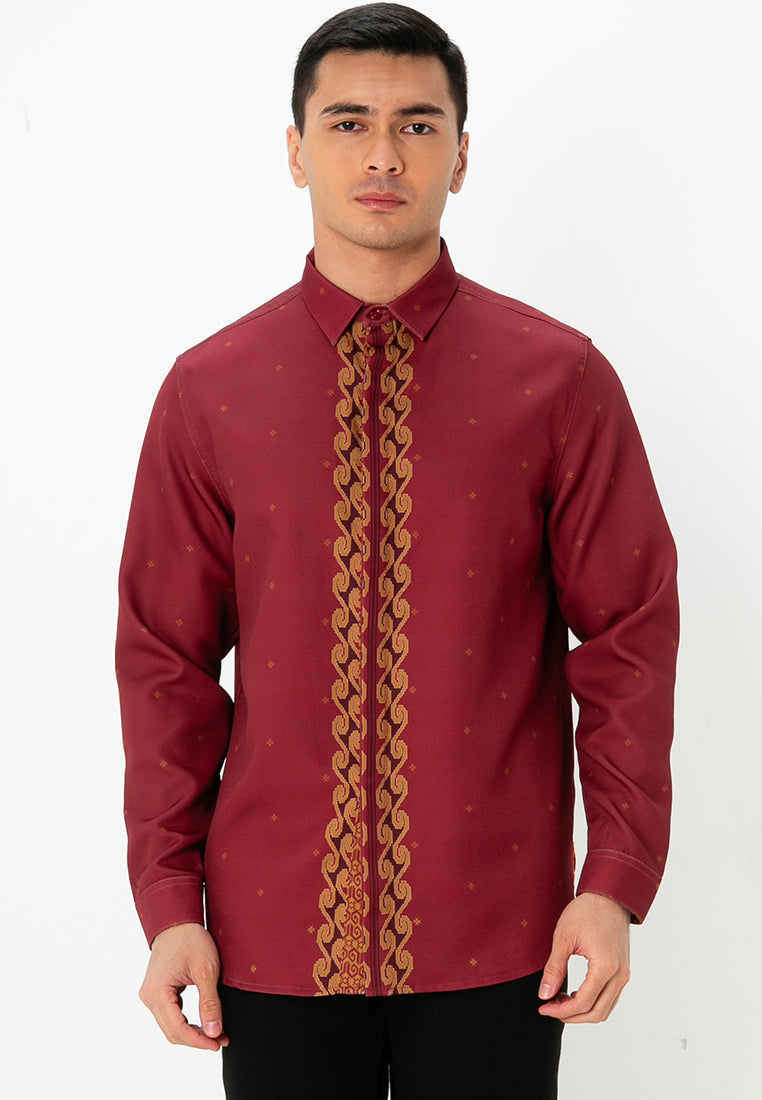 DARA LONG SLEEVES SHIRT Vintage Red/Gold - Main Image