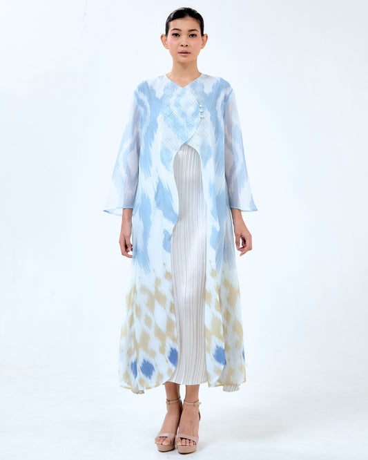 ABU IKAT WAVE TOP WITH PLEATED SLIP DRESS - Blue (Pre-Order)