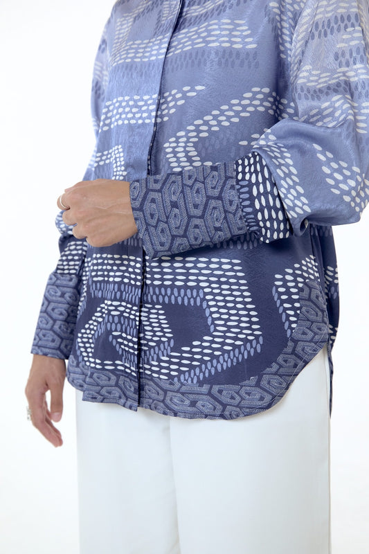 NIRA DAILY BLOUSE - BLUE OMBRE
