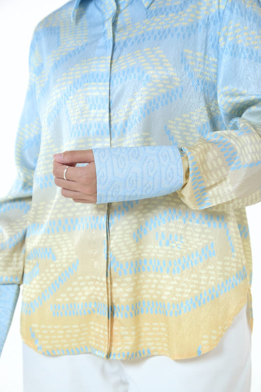 NIRA DAILY BLOUSE - YELLOW BLUE OMBRE