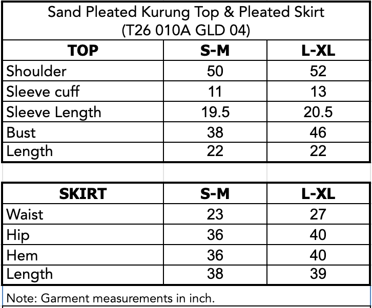 SAND PLEATED KURUNG SET - Gold (Pre-Order)