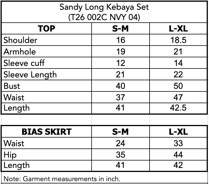 SANDY LONG KEBAYA SET - Navy (Pre-Order)