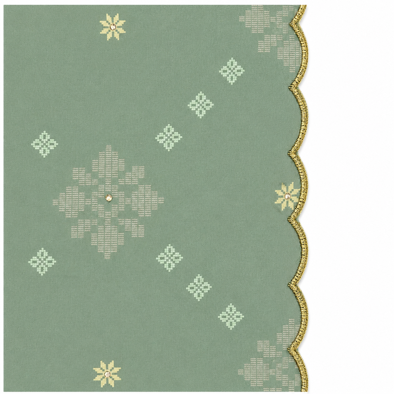 Seri Selendang Floral (Crystal)- Green