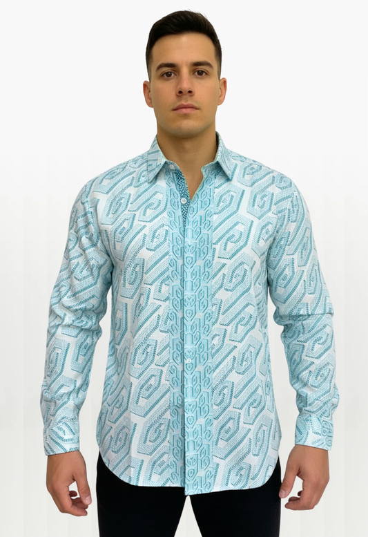 NIRA LONG SLEEVE SHIRT - Aqua Mint