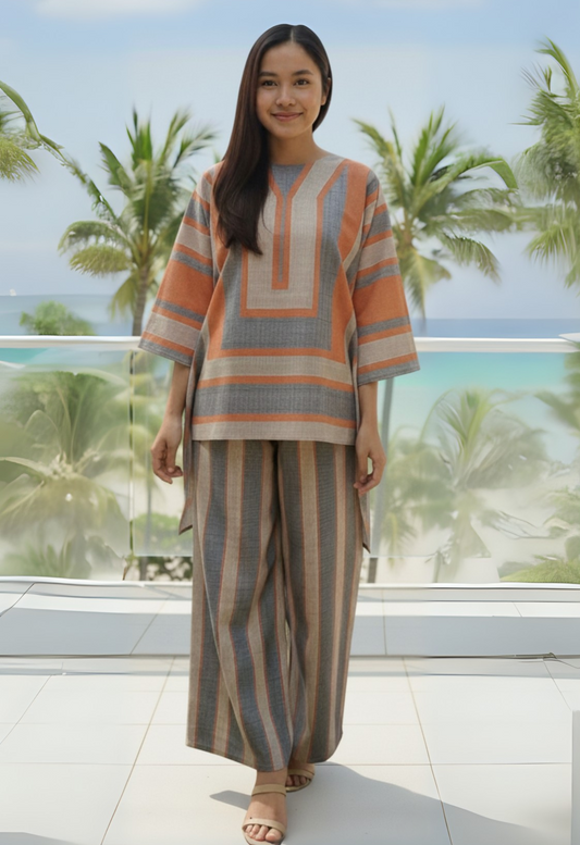 LINEN HI-LOW SET in Orange