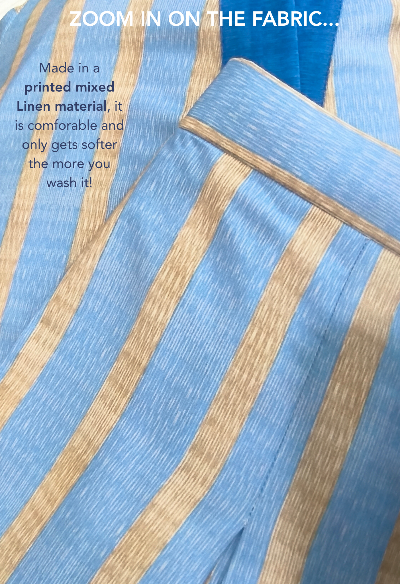 LINEN SHIRT DRESS SET in Blue Stripe