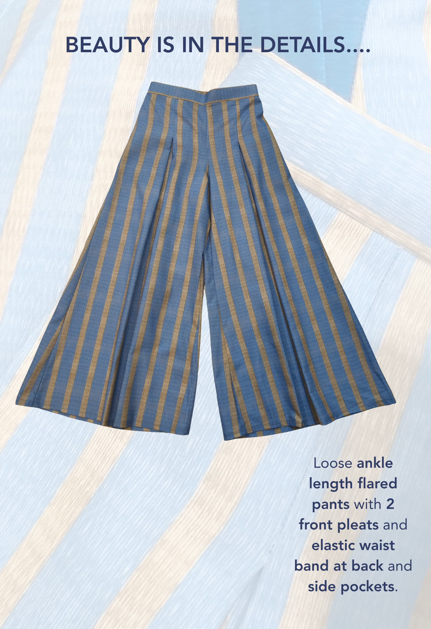LINEN FLARED PANTS - Blue Stripe (Pants Only!)