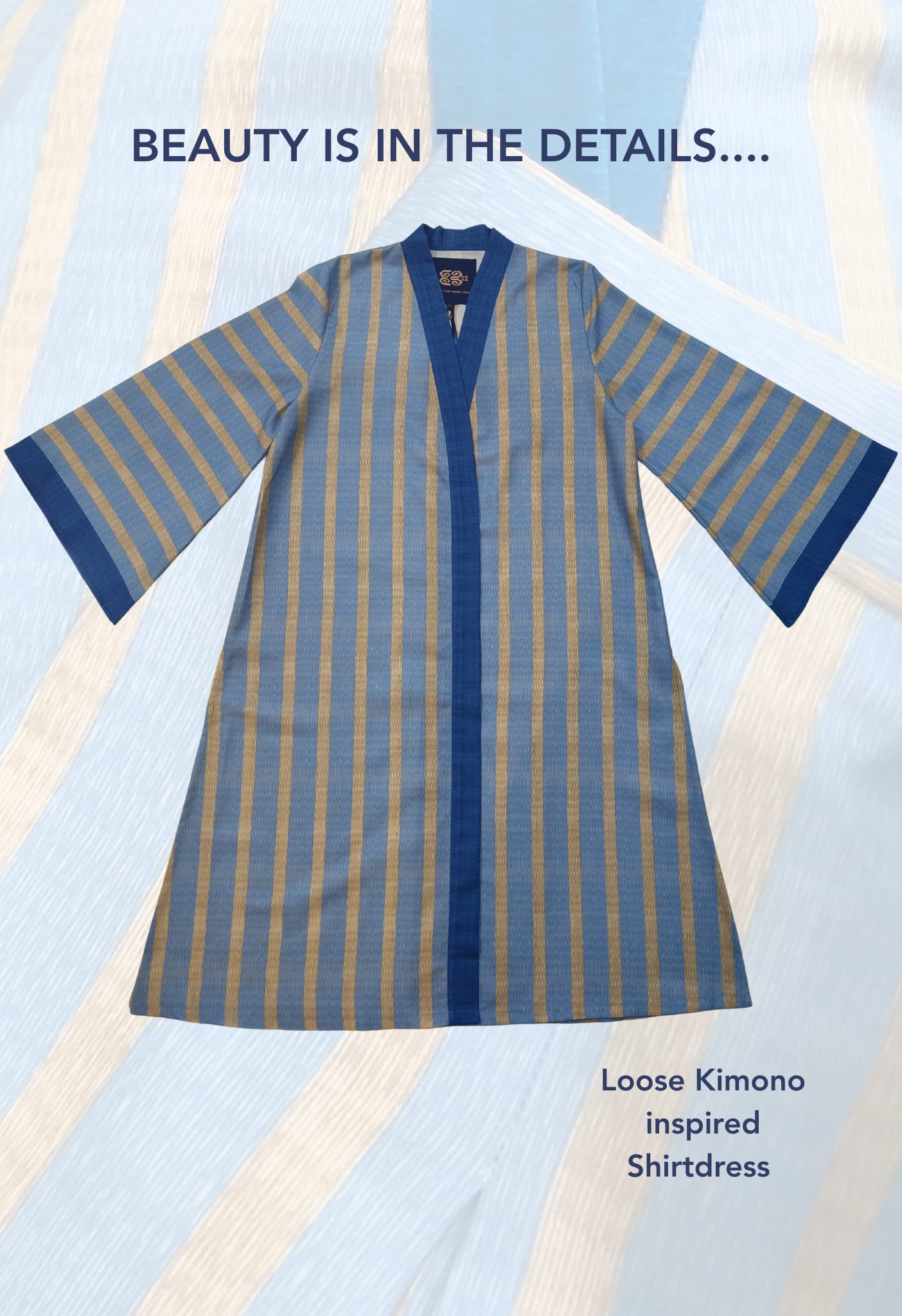LINEN SHIRT DRESS TOP - Blue Stripe (Top Only!)