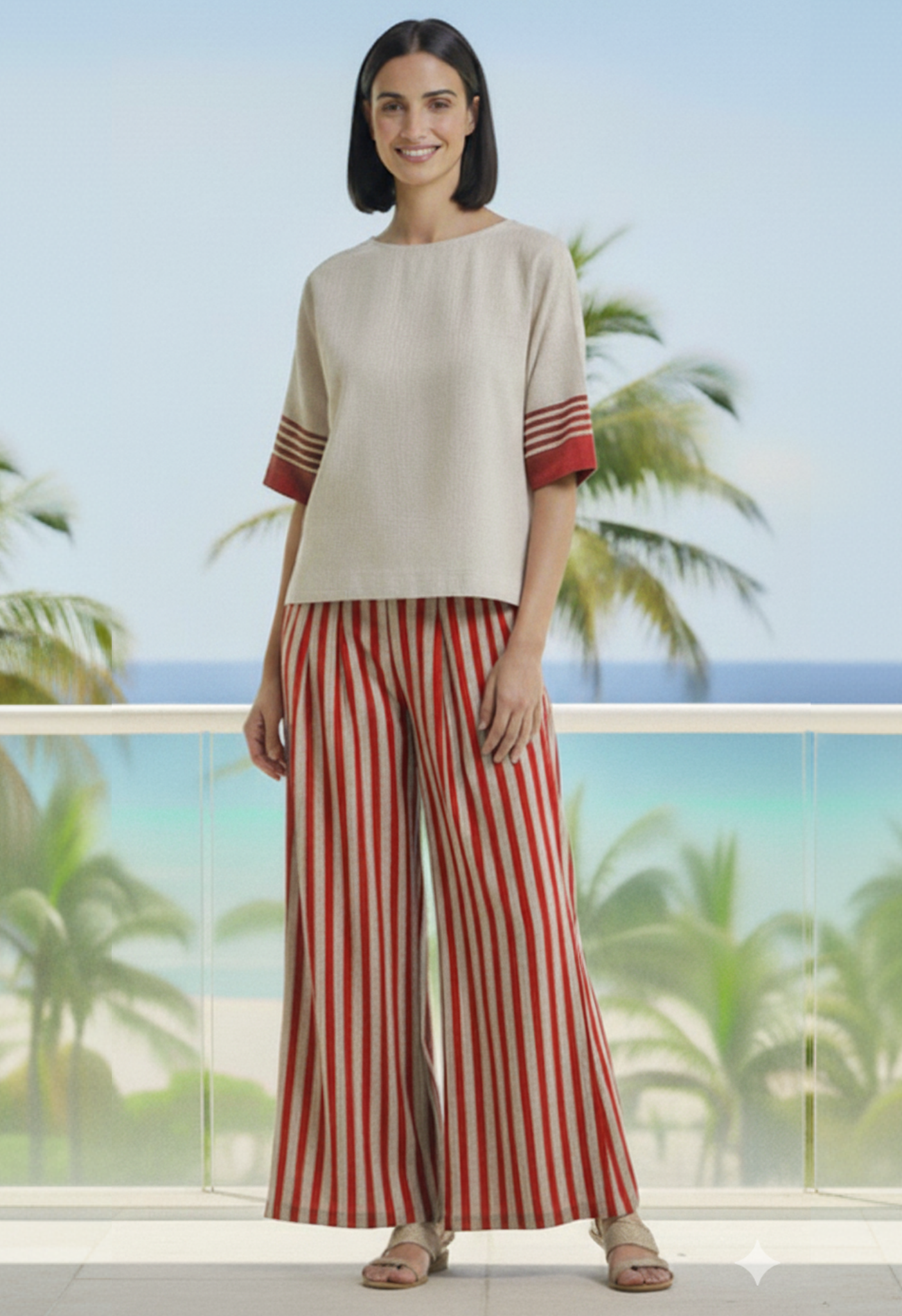 LINEN BOXY SET in Red