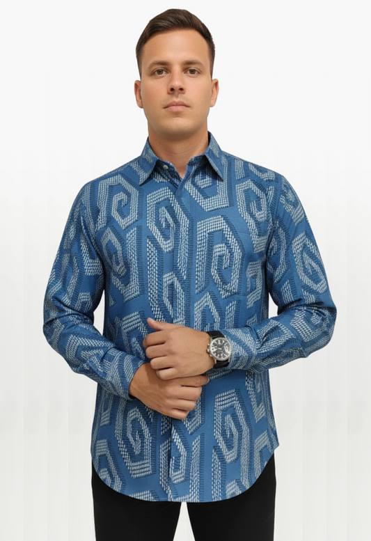 NIRA LONG SLEEVE SHIRT - Steel Blue