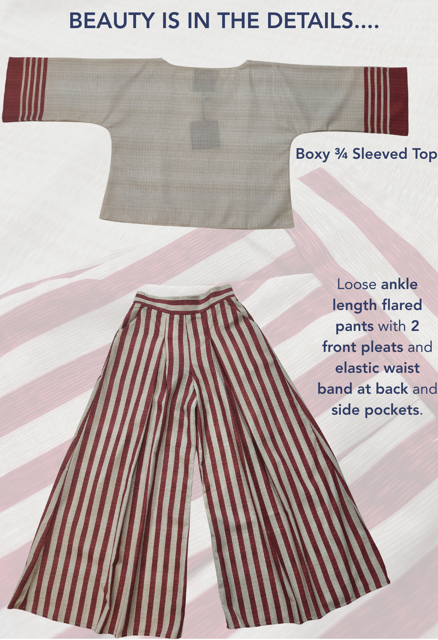 LINEN BOXY SET in Red