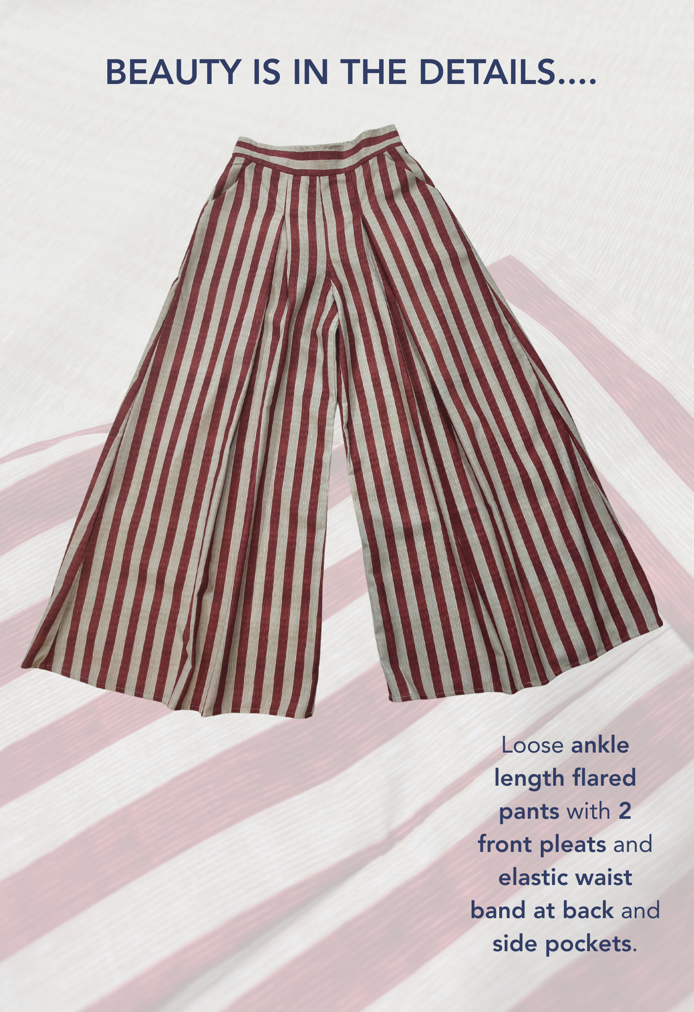 LINEN FLARED PANTS - Red Stripe (Pants Only!)