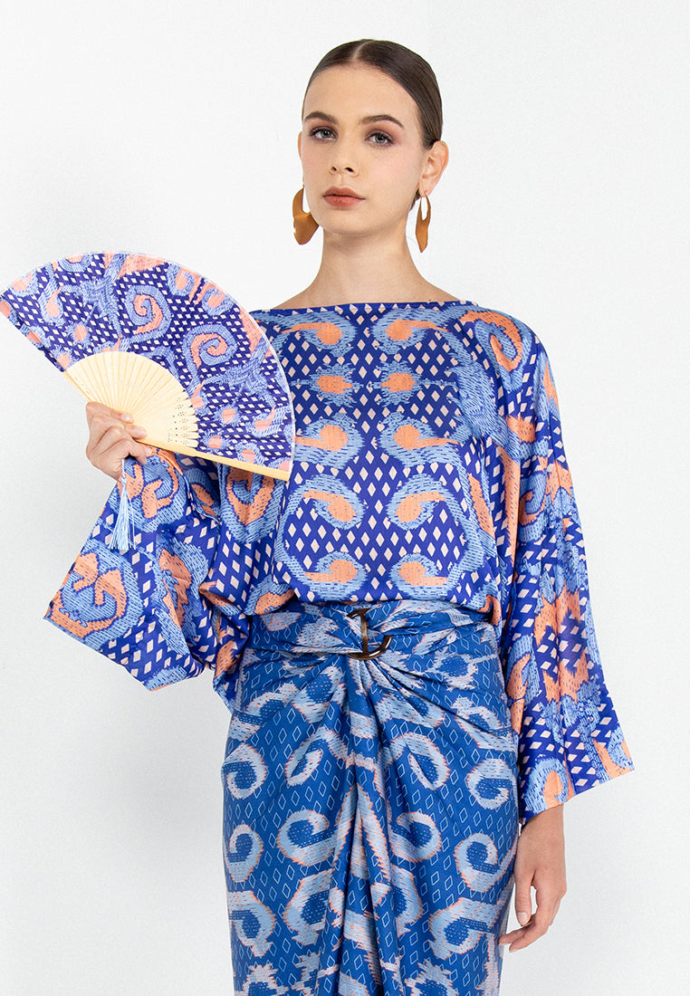 SAMA CROPPED TOP WITH WRAP SKIRT - BLUE