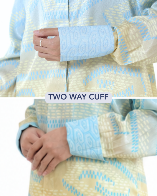 NIRA DAILY BLOUSE - YELLOW BLUE OMBRE