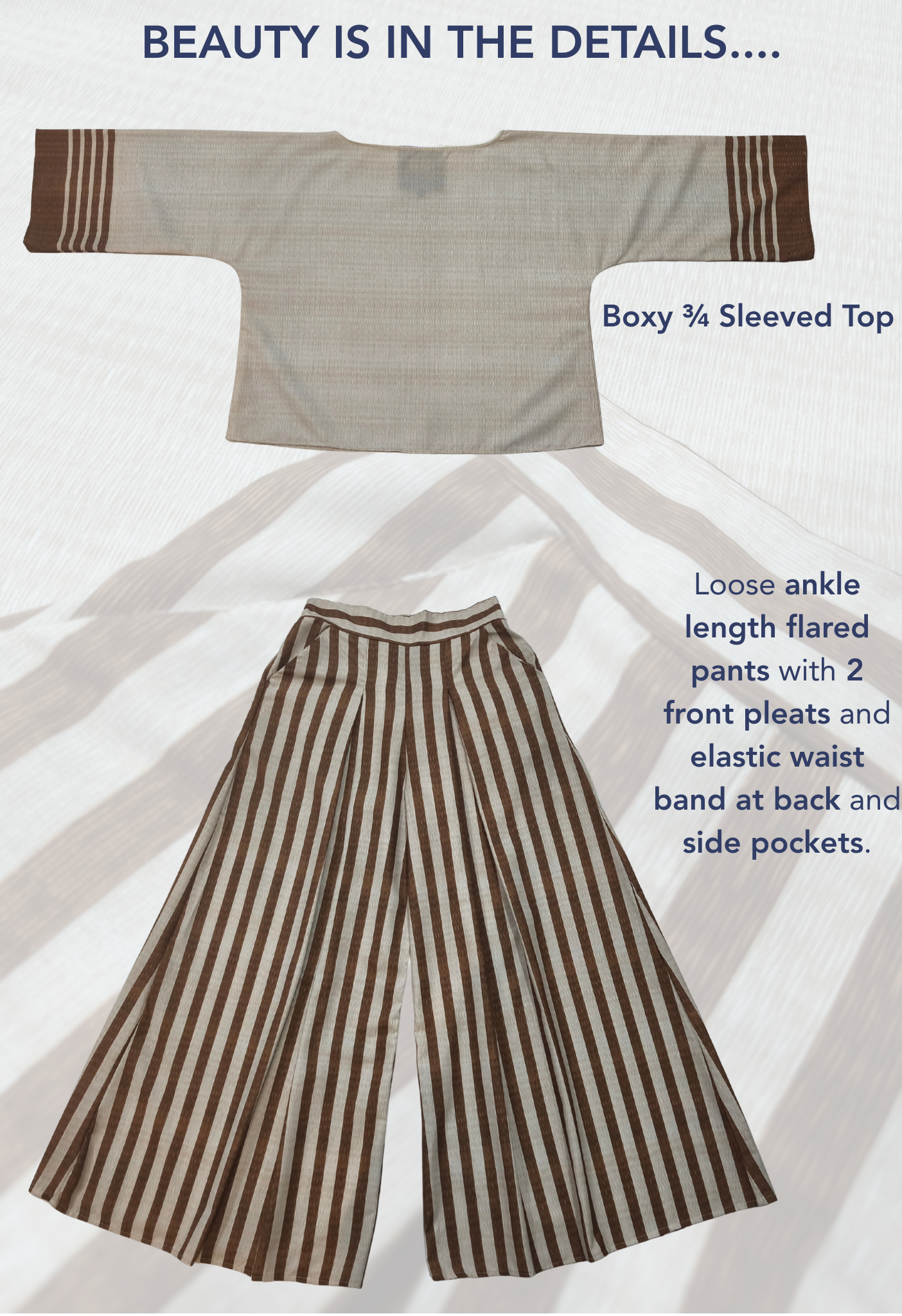 LINEN BOXY SET in Brown