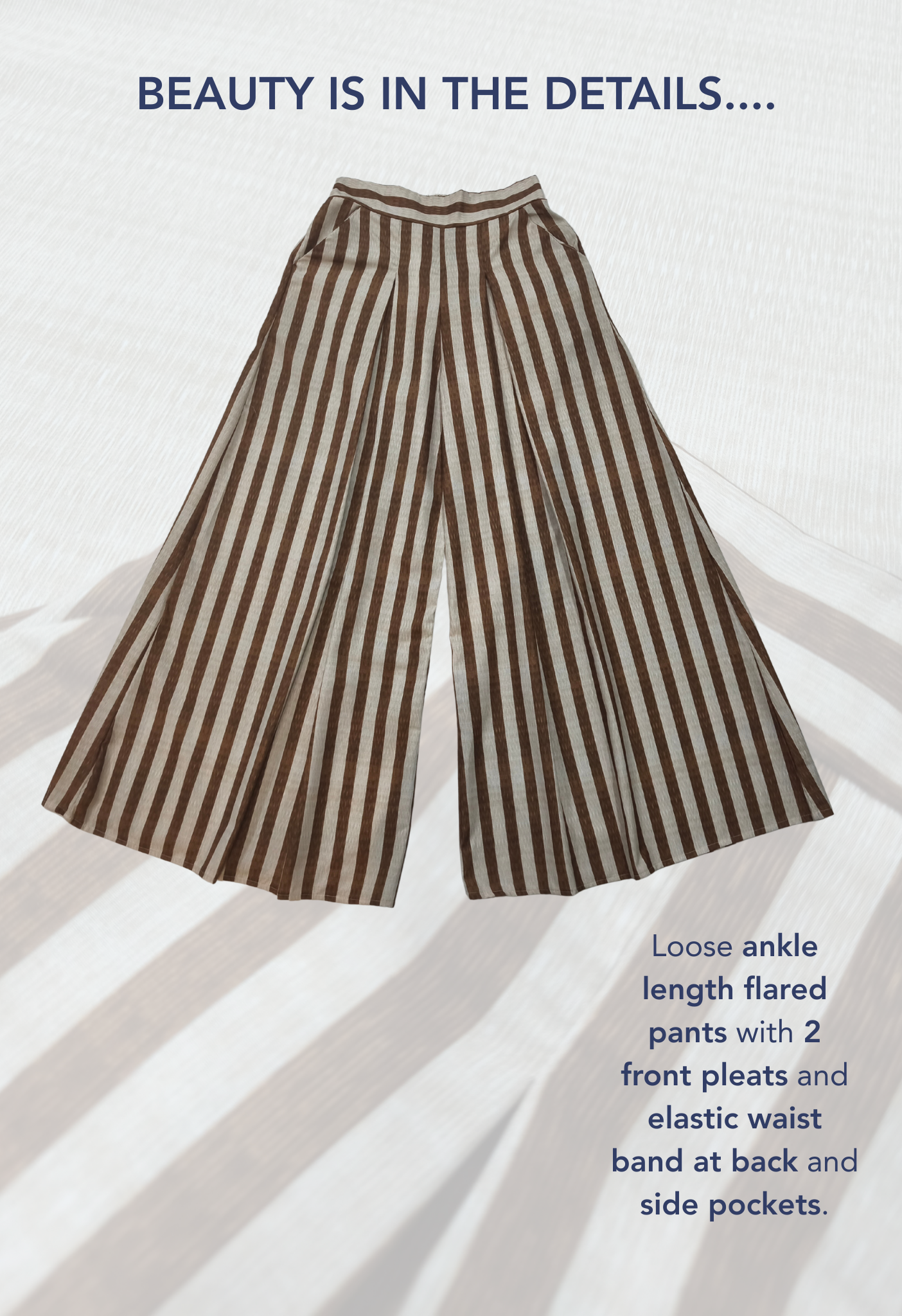 LINEN FLARED PANTS - Brown Stripe (Pants Only!)