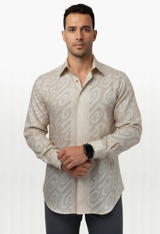 NIRA LONG SLEEVE SHIRT - Sand Beige