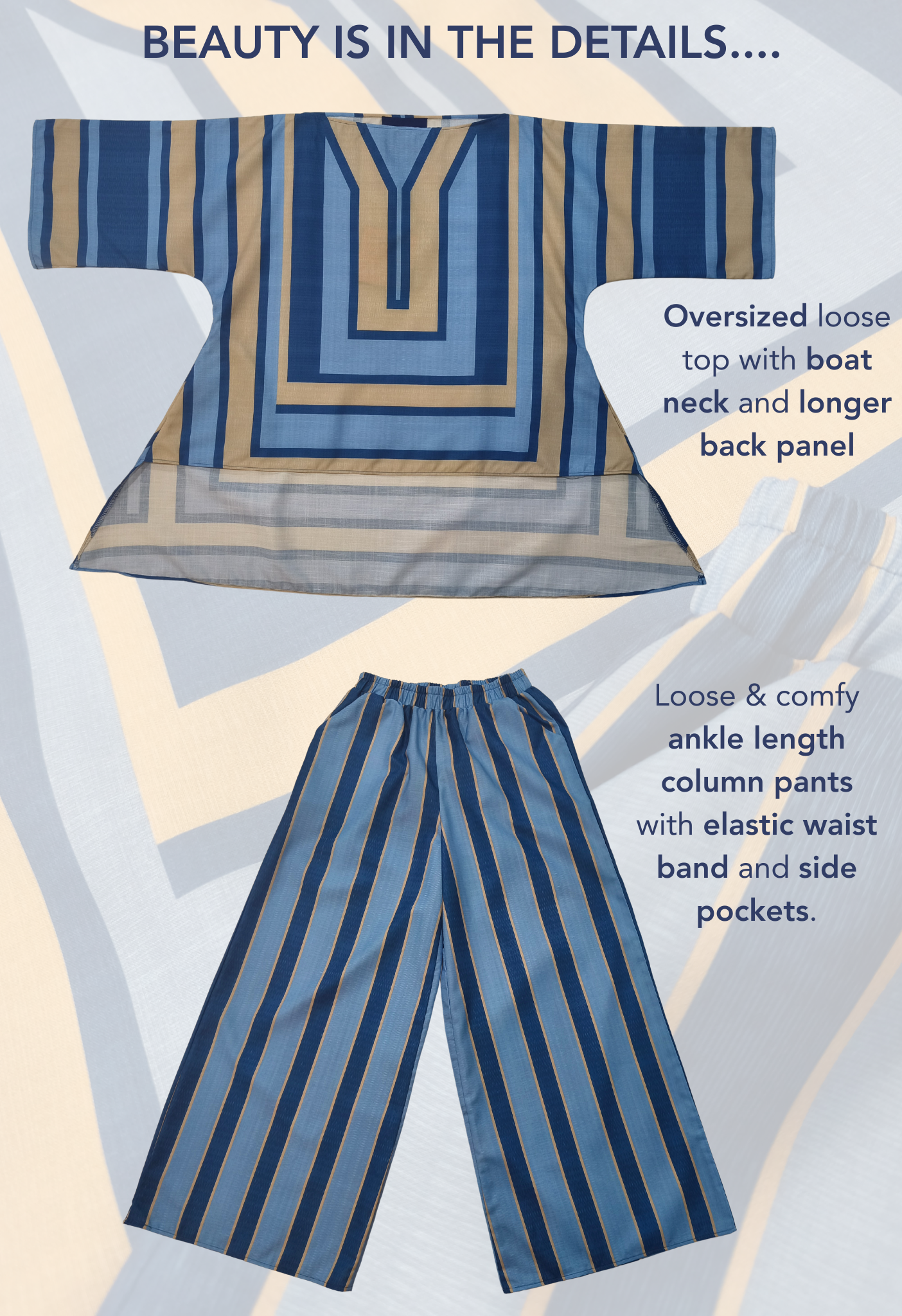 LINEN HI-LOW SET - in Blue