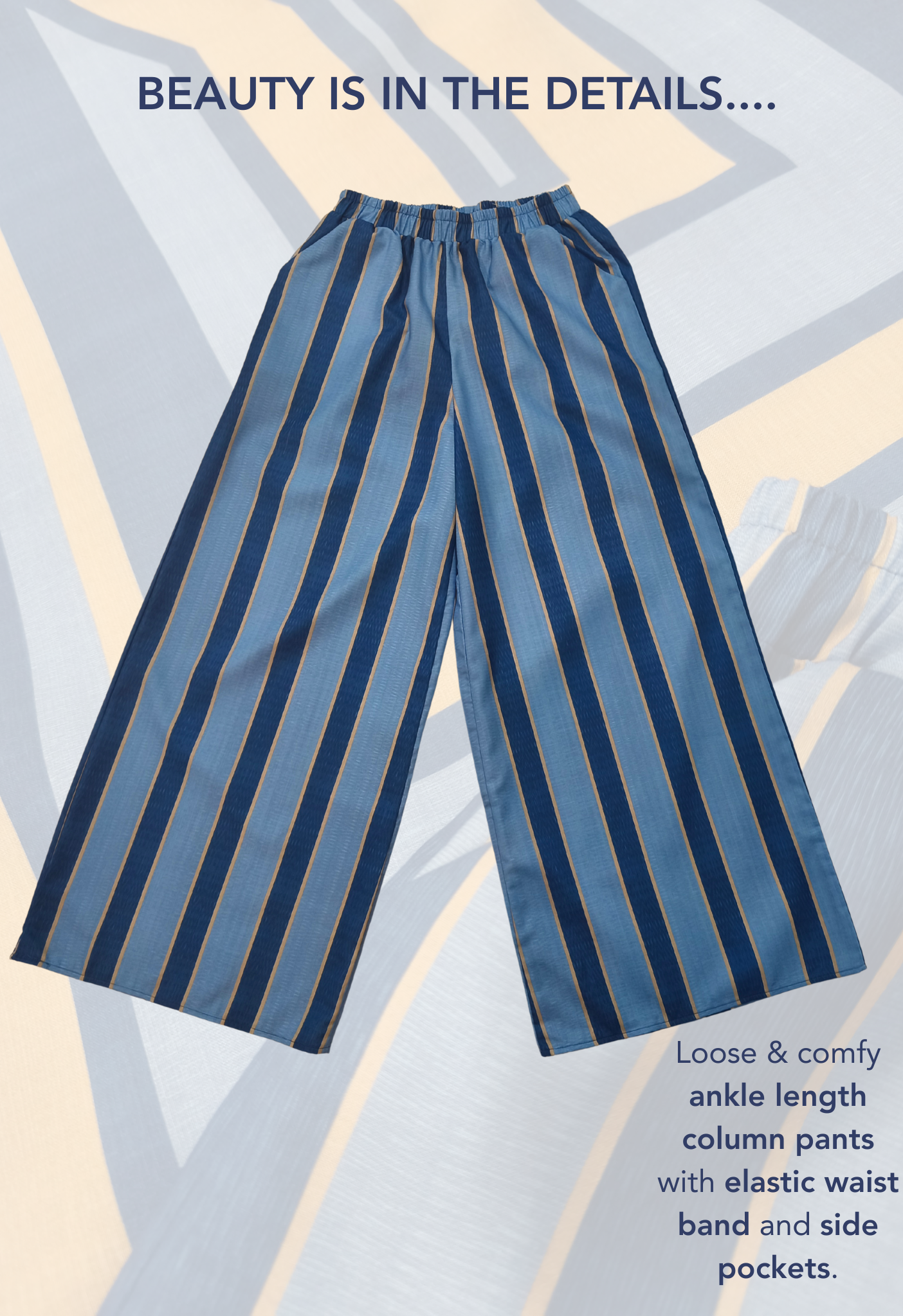 LINEN COLUMN PANTS - Blue (Pants Only!)