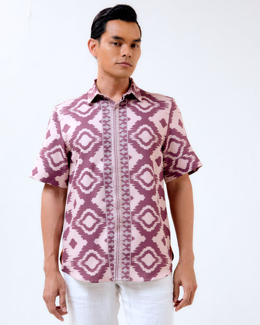 ABU IKAT SHORT SLEEVE SHIRT - Pink (Pre-Order)