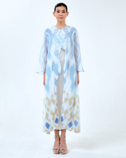 ABU IKAT WAVE TOP WITH PLEATED SLIP DRESS - Blue (Pre-Order)
