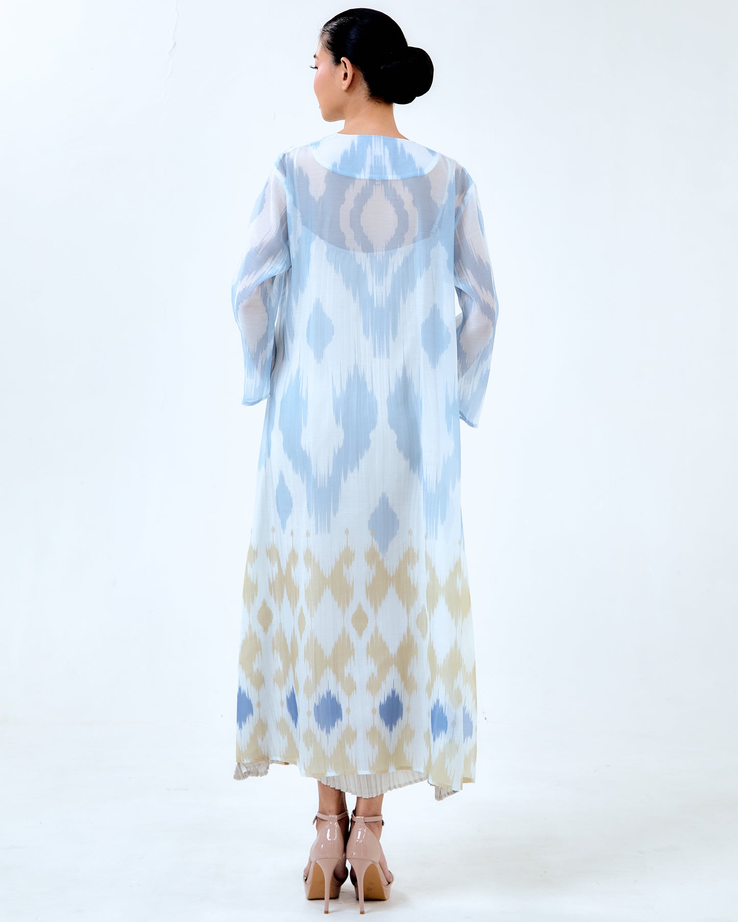 ABU IKAT WAVE TOP WITH PLEATED SLIP DRESS - Blue (Pre-Order)