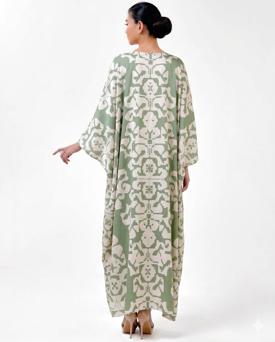 ABU FRONT BUTTON KAFTAN - Green