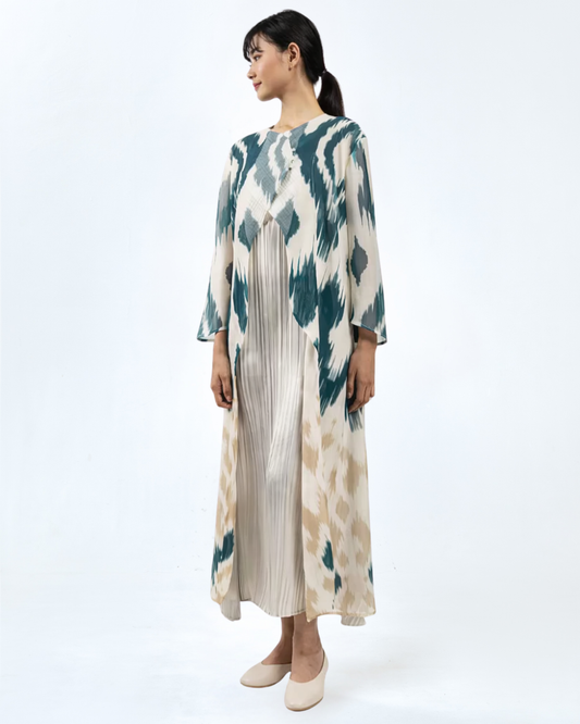 ABU IKAT WAVE TOP WITH PLEATED SLIP DRESS - Green