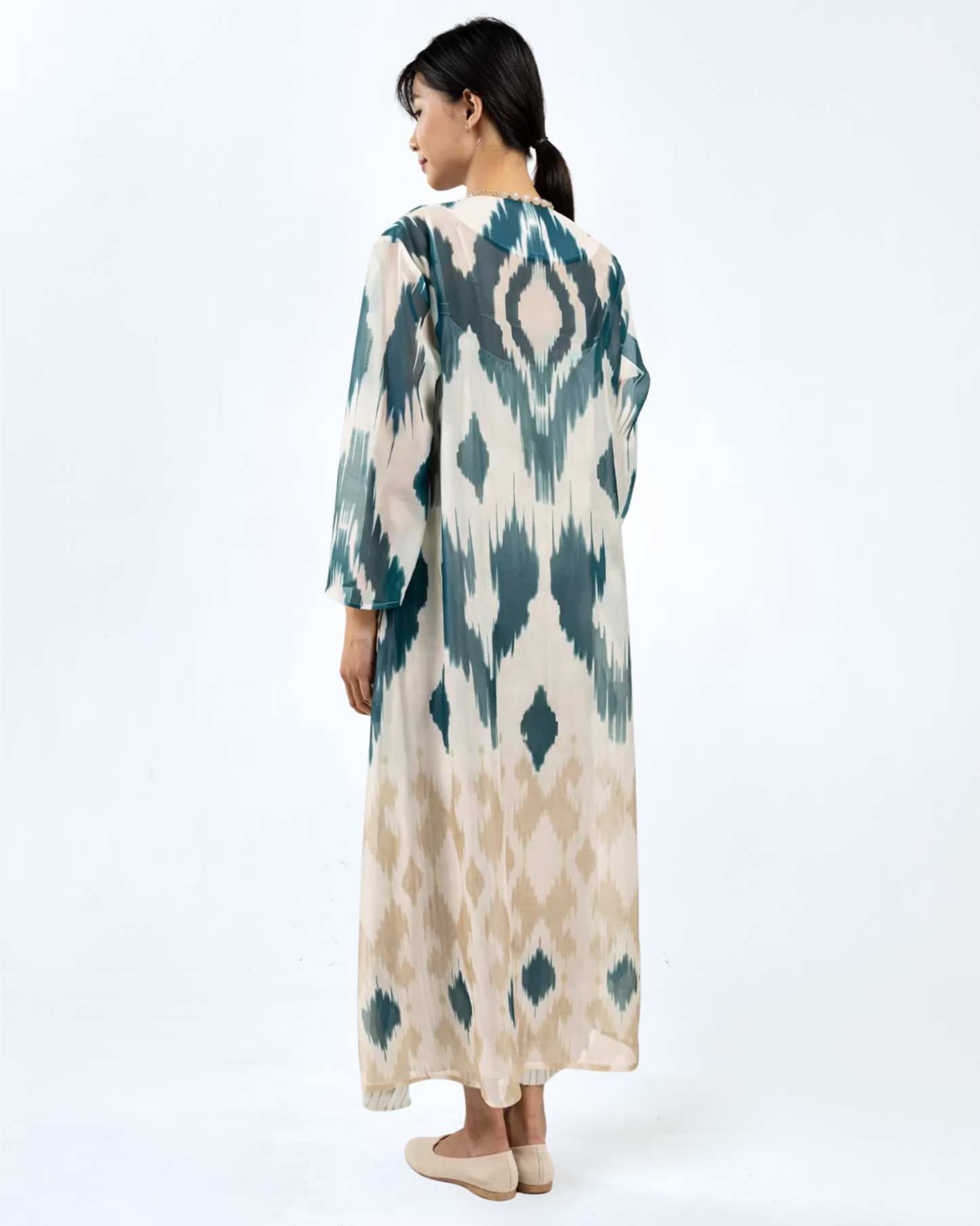ABU IKAT WAVE TOP WITH PLEATED SLIP DRESS - Green