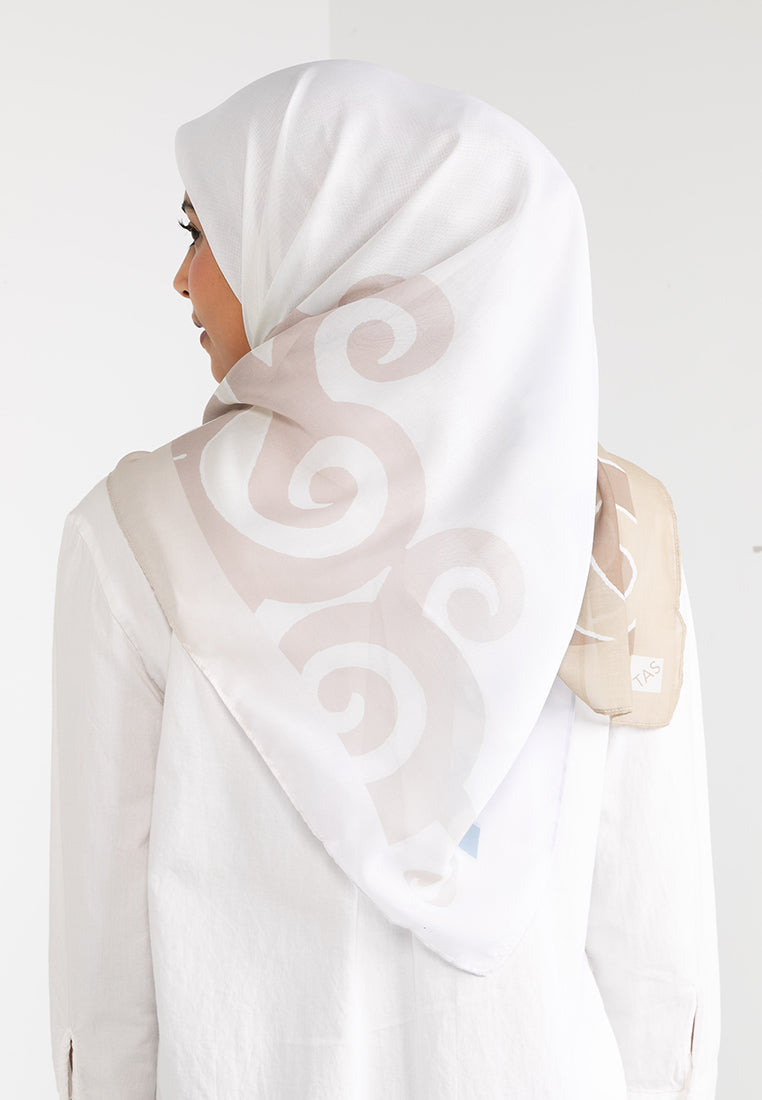 TAS DUAL DESIGN SCARF - Gold / Navy  Cotton Voile