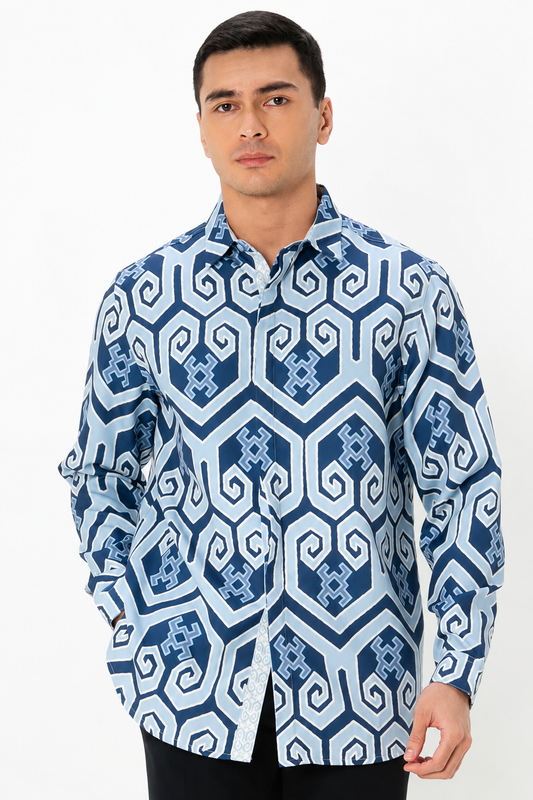 MELA LONG SLEEVES SHIRT - Blue/Light Blue