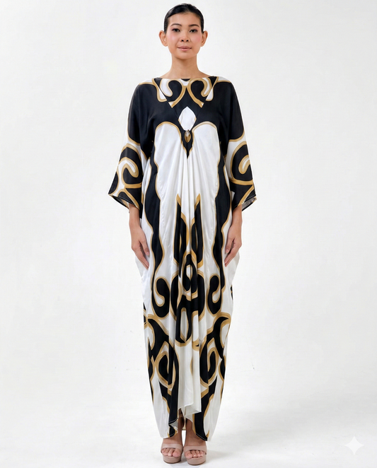 FREDDIE FRONT BUTTON KAFTAN -Black