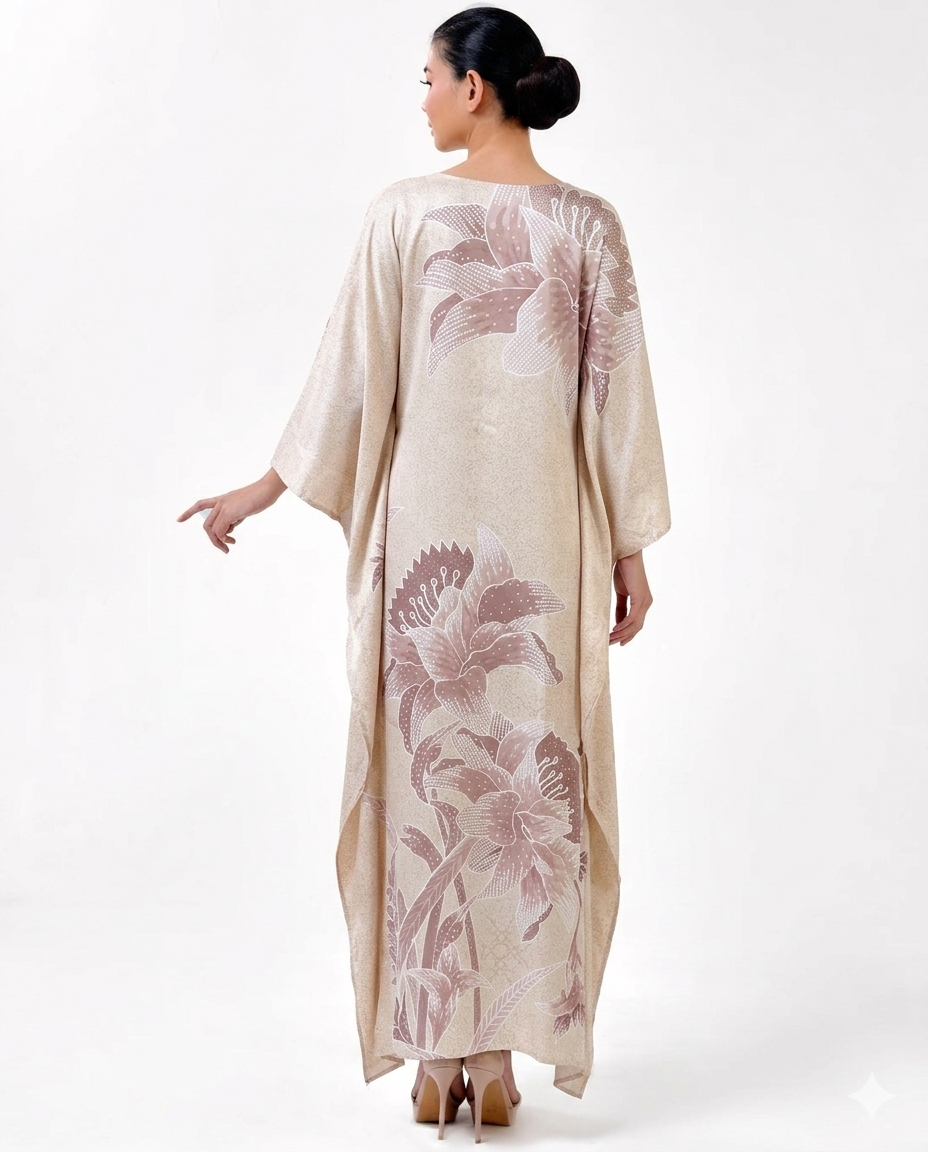 HENNY FRONT BUTTON KAFTAN - Cream