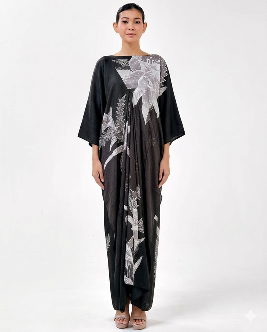 HENNY FRONT BUTTON KAFTAN - Black/Grey
