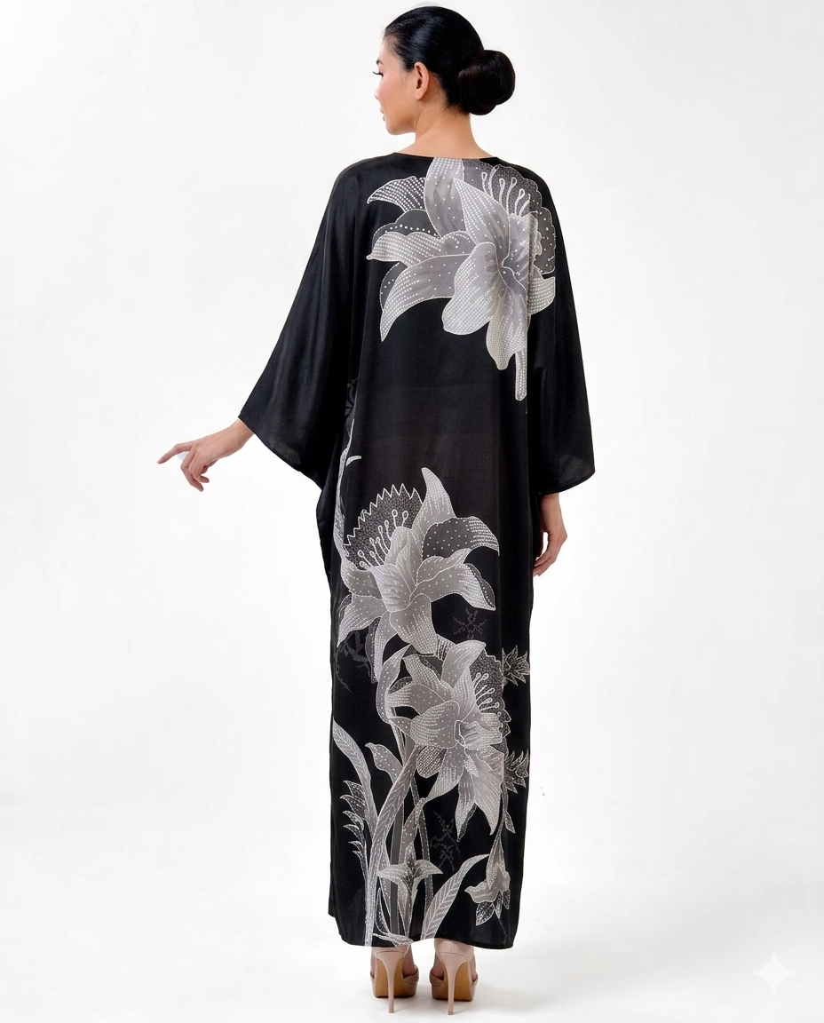 HENNY FRONT BUTTON KAFTAN - Black/Grey