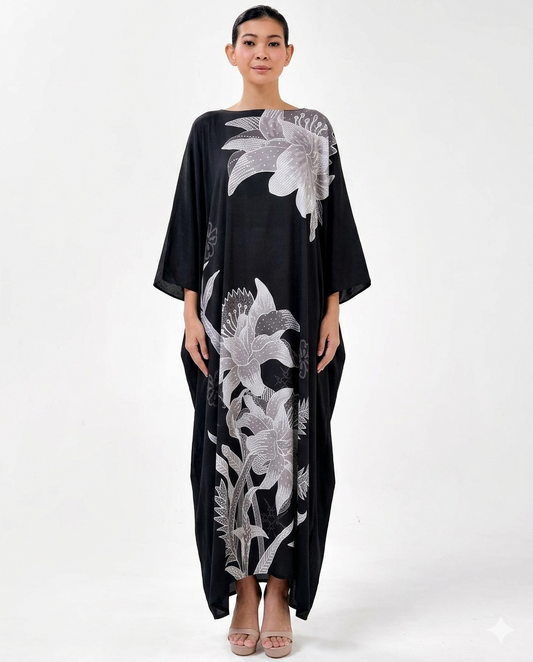 HENNY FRONT BUTTON KAFTAN - Black/Grey