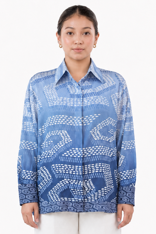 NIRA DAILY BLOUSE - BLUE OMBRE