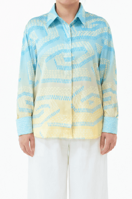 NIRA DAILY BLOUSE - YELLOW BLUE OMBRE