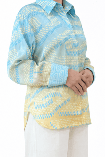 NIRA DAILY BLOUSE - YELLOW BLUE OMBRE