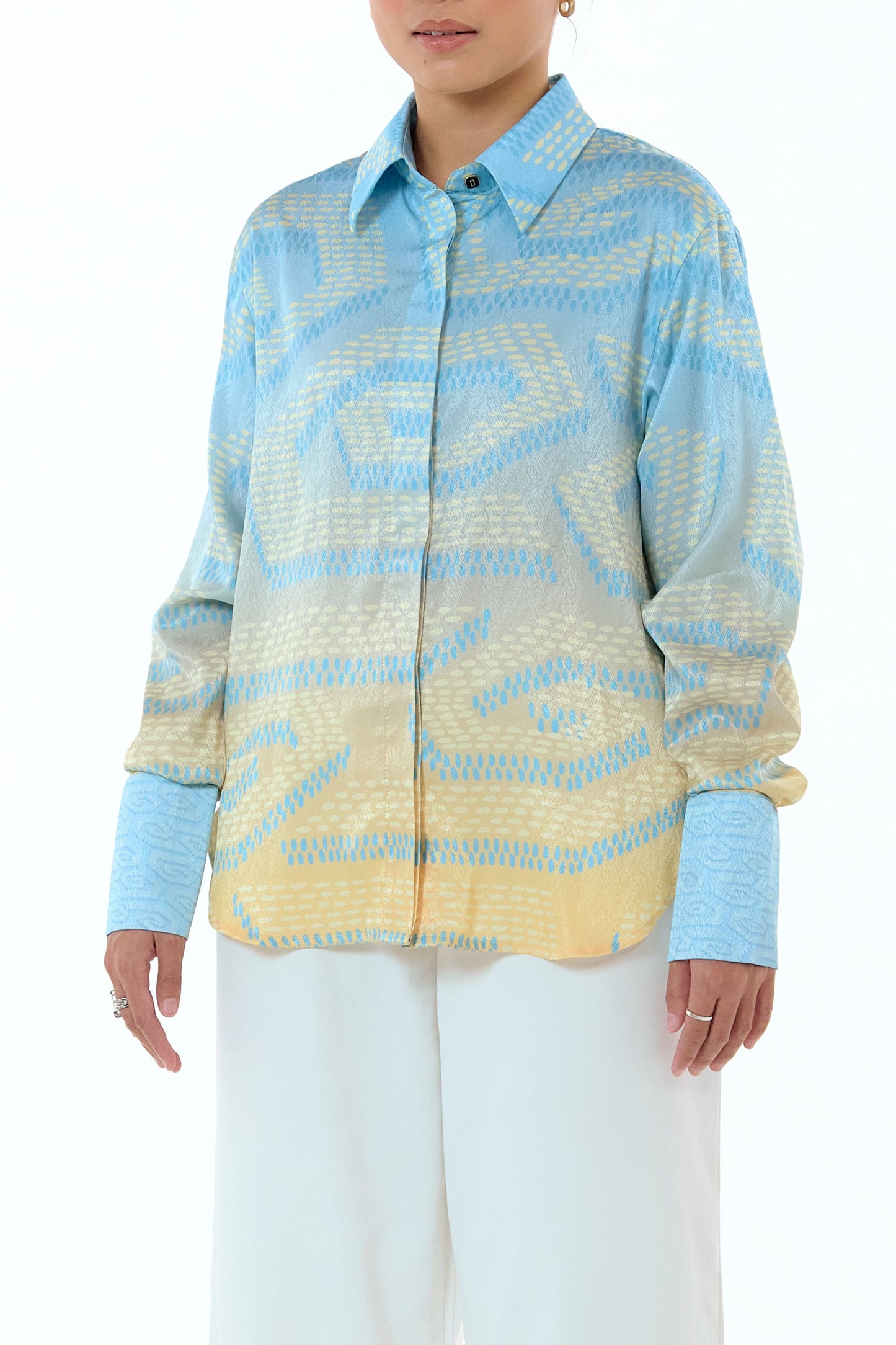 NIRA DAILY BLOUSE - YELLOW BLUE OMBRE
