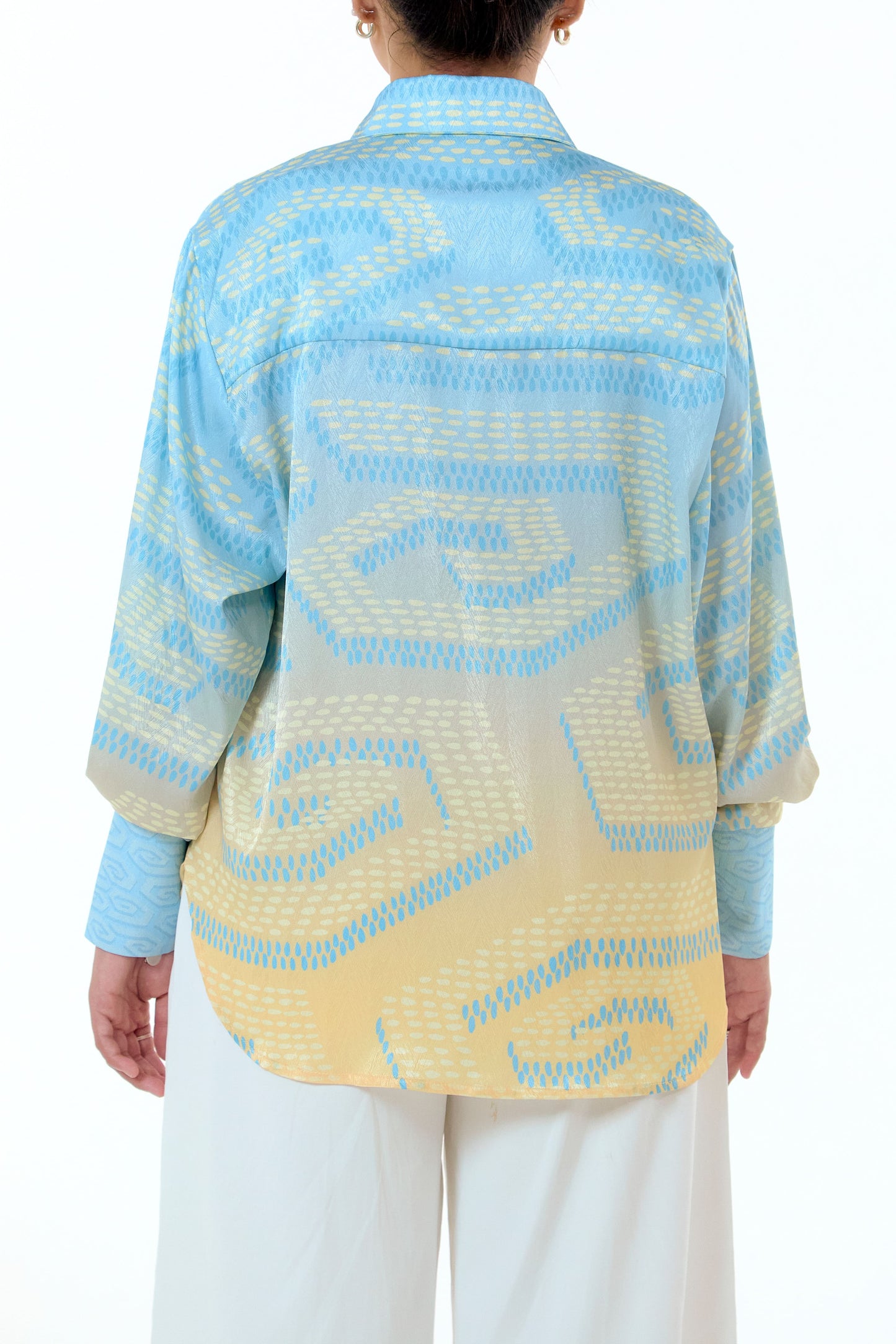 NIRA DAILY BLOUSE - YELLOW BLUE OMBRE