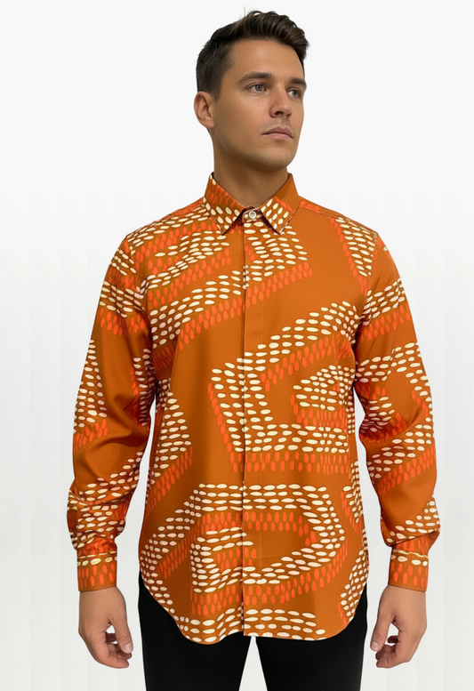 NIRA LONG SLEEVE SHIRT - Amber Orange