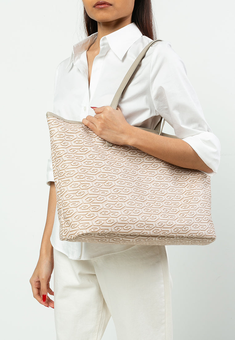 THE NIRA TOTE - IVORY TAUPE