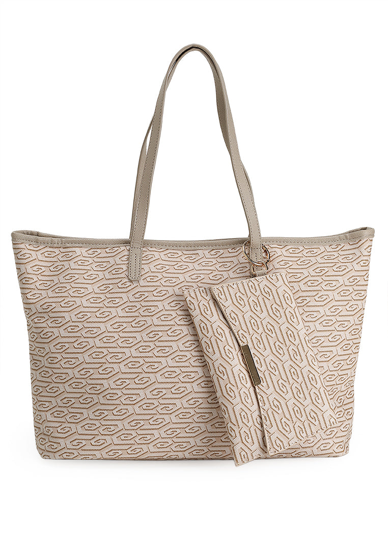 THE NIRA TOTE - IVORY TAUPE