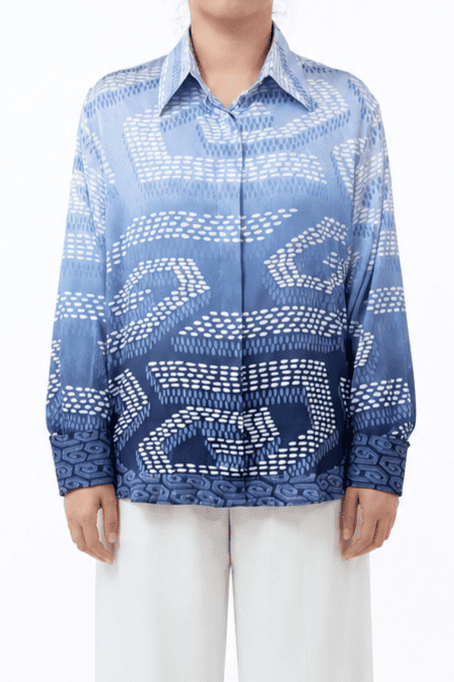 NIRA DAILY BLOUSE - BLUE OMBRE