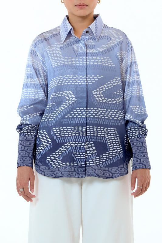 NIRA DAILY BLOUSE - BLUE OMBRE