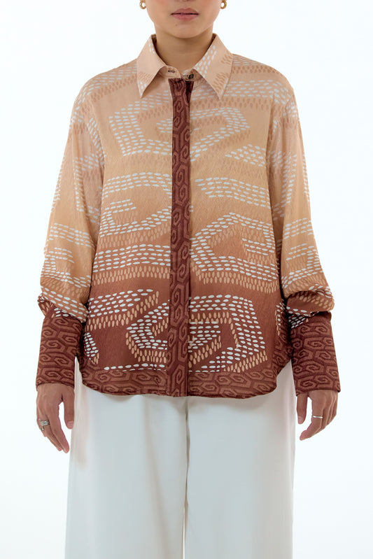 NIRA DAILY BLOUSE - BROWN OMBRE