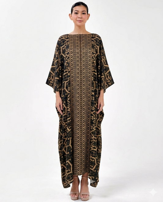 NITA FRONT BUTTON KAFTAN - BLACK